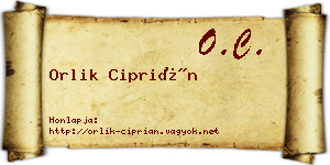 Orlik Ciprián névjegykártya